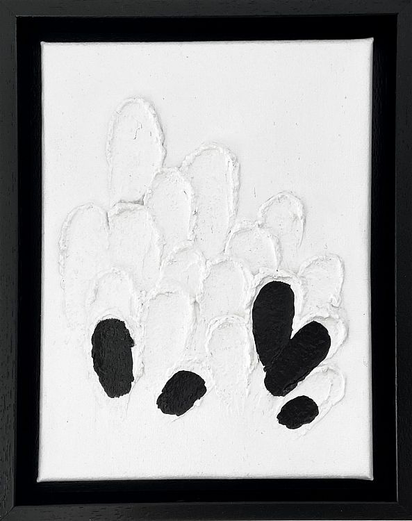 Mysteries of Coral, acrylic, texture, white black, nature, framed-Olivia Maro