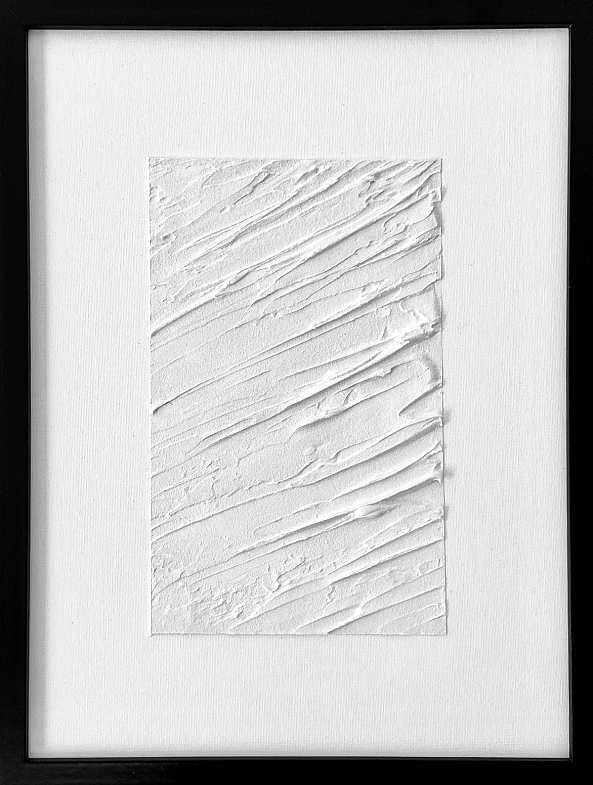 Wind traces, acrylic, texture, white, abstract, framed-Olivia Maro