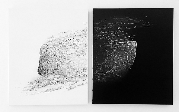Diptych Contrast, acrylic, abstract, black white, unframed-Olivia Maro