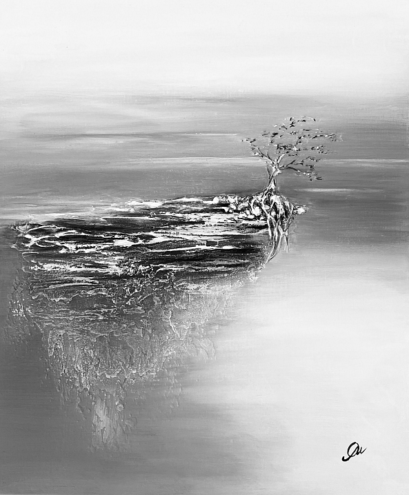 To Remain Oneself, acrylic, texture, nature, black white,unframed-Olivia Maro