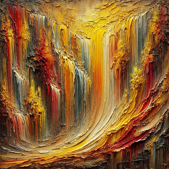 Golden Flow, Nature, landscape, autumn colors, decor Expressionism-Olivia Maro