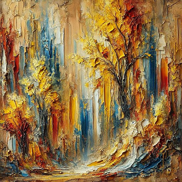Song of Leaves, Nature, landscape, autumn colors, decor Expressionism-Olivia Maro