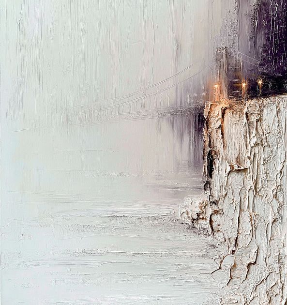 Transition, landscape, bridge, texture, abstract, white and purple-Olivia Maro