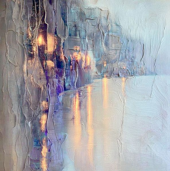 Reflected Light, landscape, abstract, minimalist, textured, calm tones-Olivia Maro