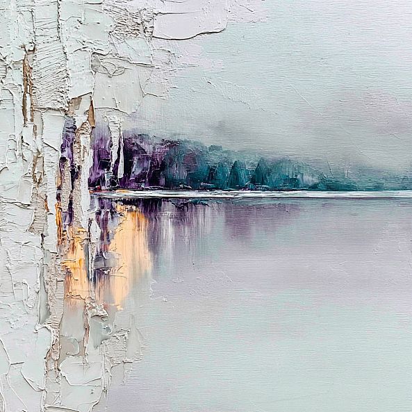 Calm Water, abstract  landscape, soft tones, art interior, minimalist-Olivia Maro