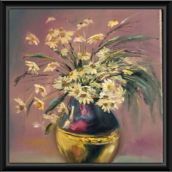Les fleurs en vase doré -Alucha Kaledina 