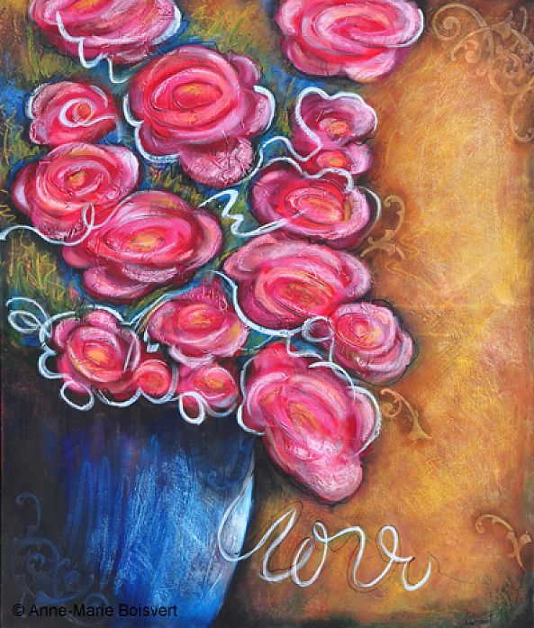Fleurs roses-Anne-Marie Boisvert