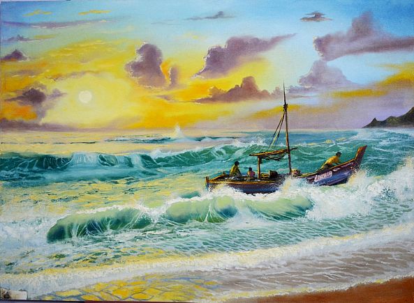 seascape-fisherman coming back home at dusk.-Susankalan Roy