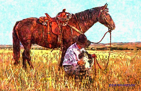 cowboy with dog-Dow Thompson