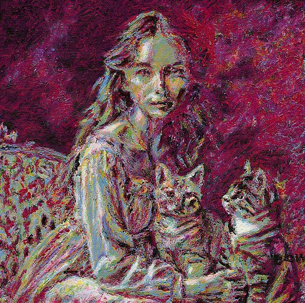 Lady with two cats-Dow Thompson