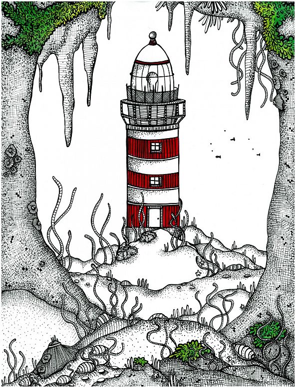 The Lighthouse in the underwater cave-Jessie's Art