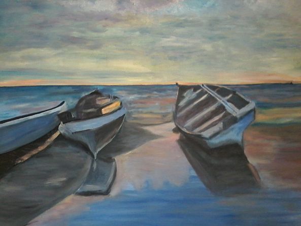 Boats at sunset-Susan Traut Allin