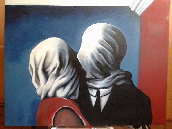 The Lovers (Magritte replica)-Isaac Perez