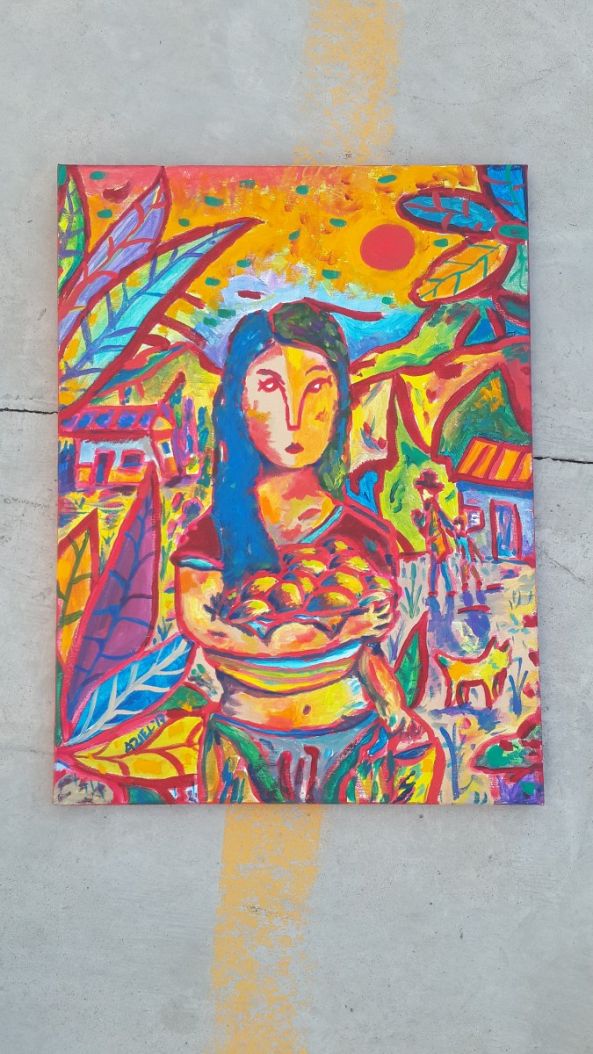 Retrato, Mujer Hondureña (Rojo)-Aziel Barrientos
