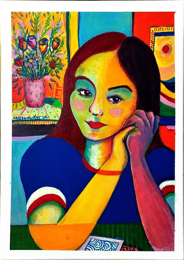 Retrato a Sheyla (Cuarto en Azúl)-Aziel Barrientos