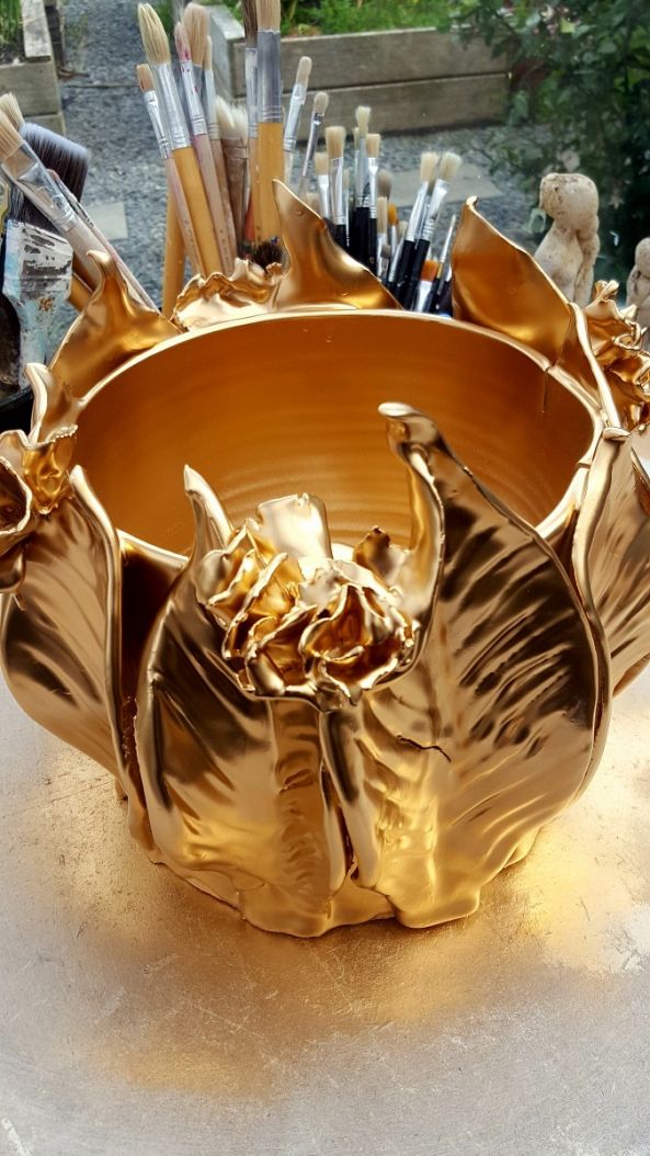 24 kt gold leaf vase-Ana Couper