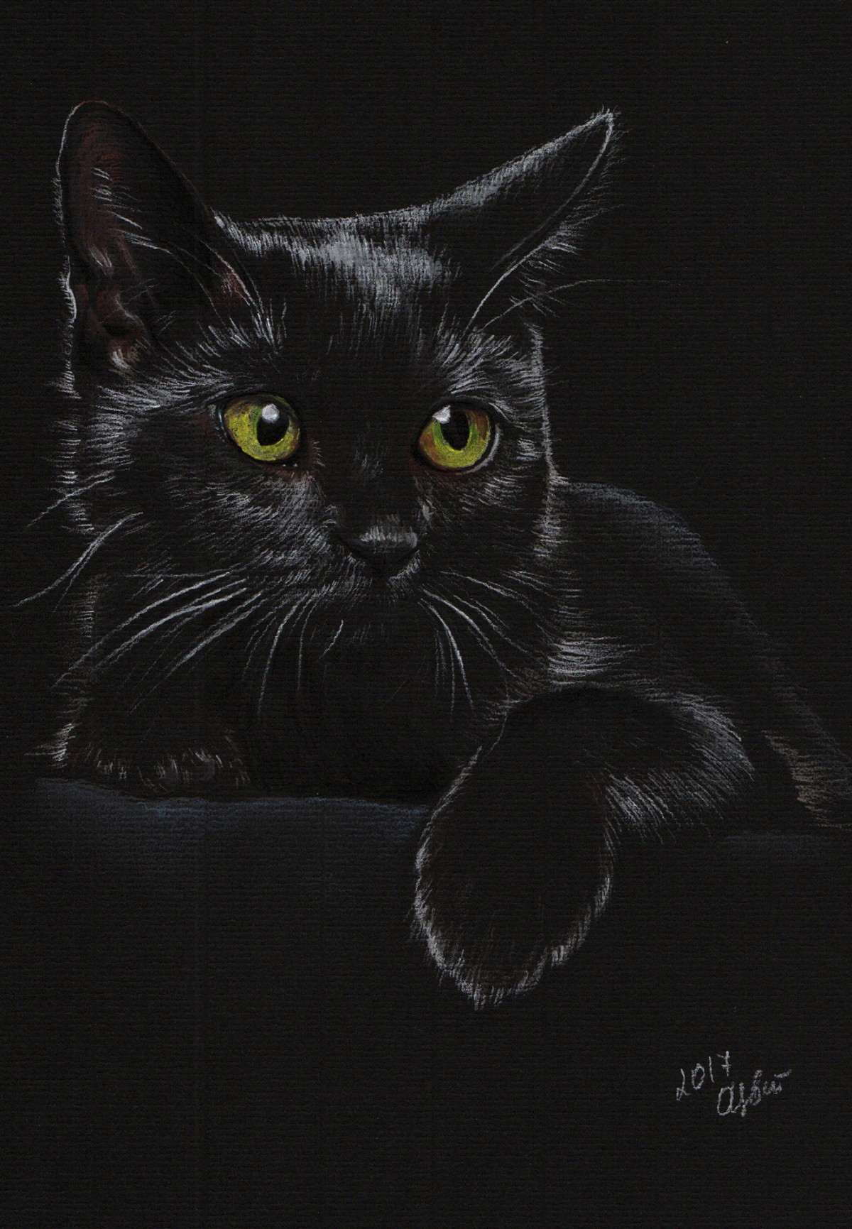 Black Cat by Olga Tsvetkova, Drawing | Artblr.