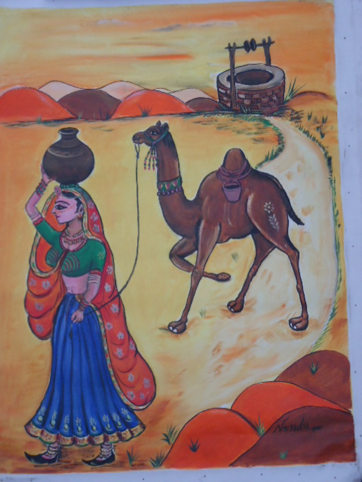Indian Rajasthani Panihari Drawing bmpcity