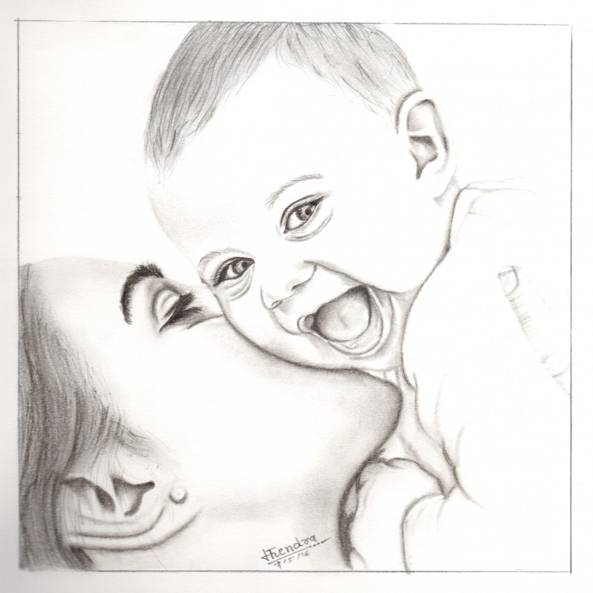 lovely mom with cute baby by Màhëñdrå Kakade, Drawing | Artblr.