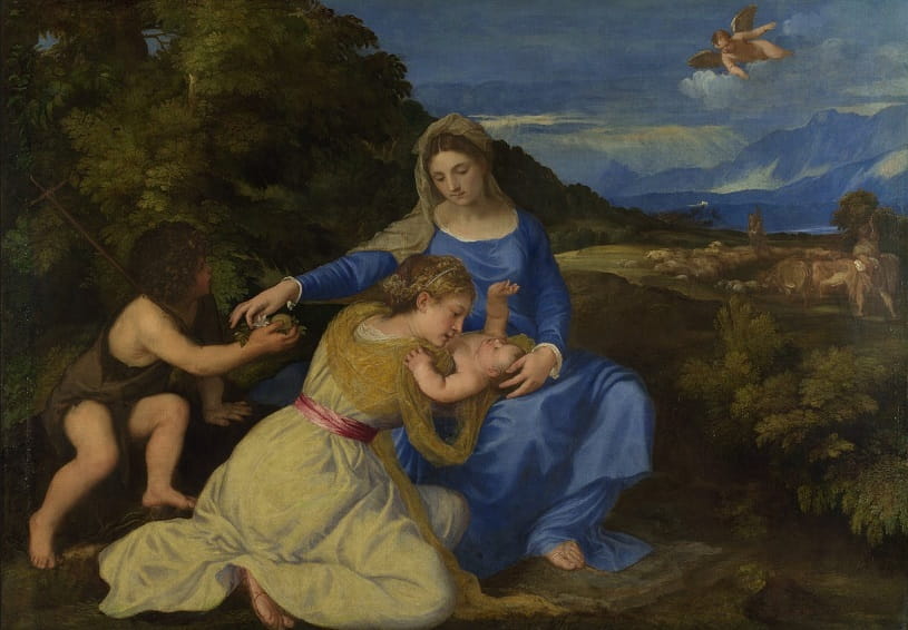 The Virgin and Child with the Infant Saint John and a Female Saint or Donor.