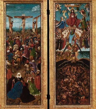 The crufifixion and the last judgement.