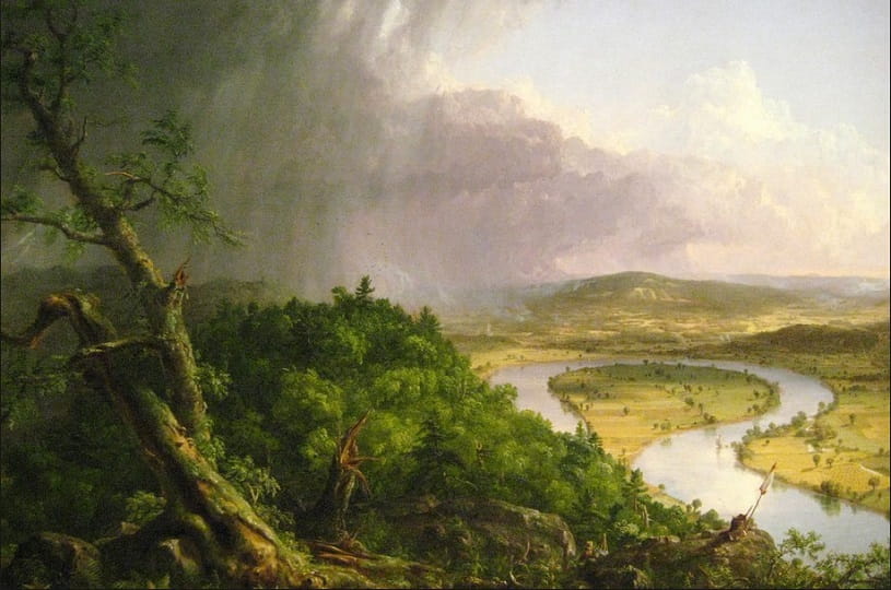 Bezicht van Mount Holyoke, Northampton, Massachusetts, after a Thunderstorm (The Oxbow)