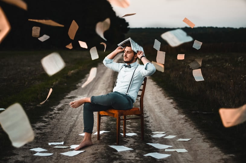 A man reads a book.